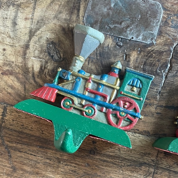Midwest Of Cannon Falls Other - vintage Midwest of Cannon Falls cast iron train locomotive stocking holder set